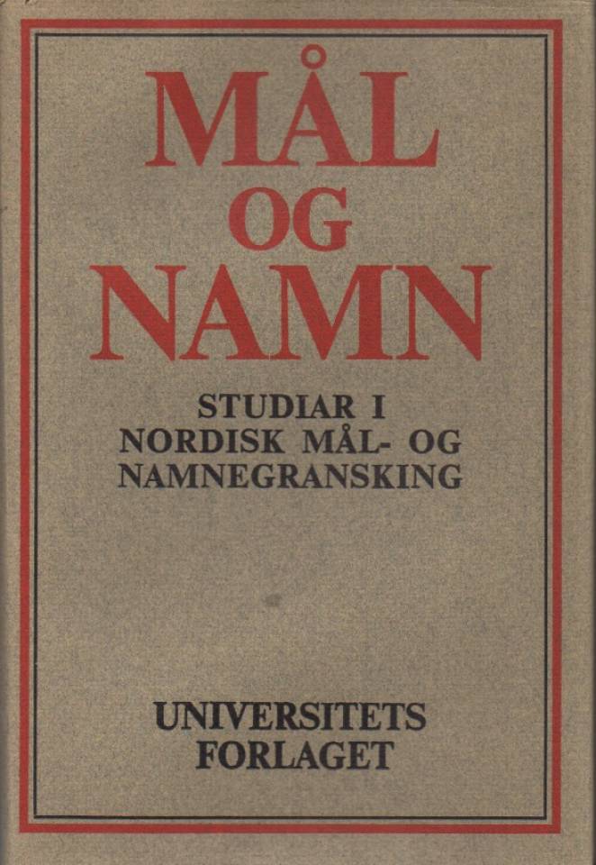 Mål og namn – studier i nordisk mål- og namnegranskning