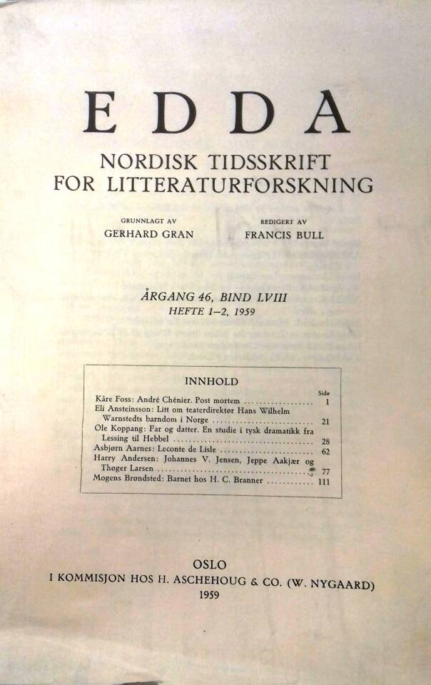 Edda. Nordisk tidsskrift for litteraturforskning. 