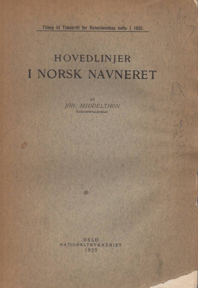 Hovedlinjer i norsk navneret
