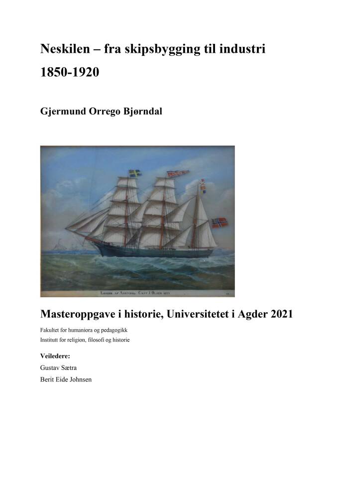 Neskilen - fra skipsbygging til industri 1850-1920