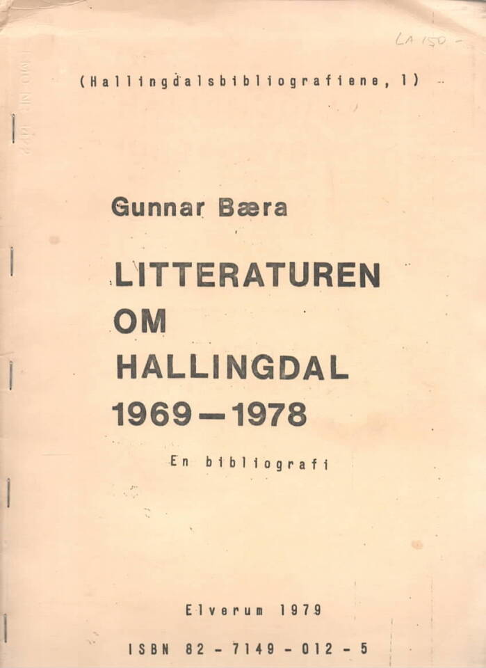 Litteraturen om Hallingdal 1969-1978