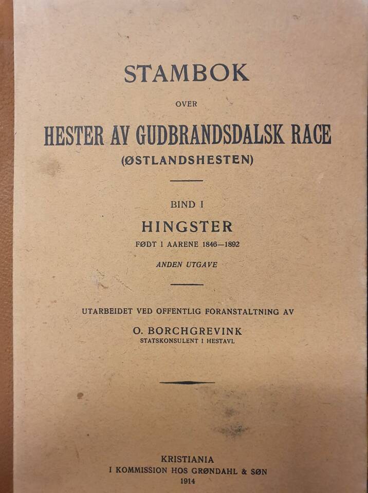 STAMBOK OVER HESTER AV GUDBRANDSDALSK RACE (ØSTLANDSHESTEN). 