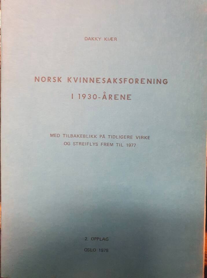 Norsk Kvinnesaksforening i 1930-årene