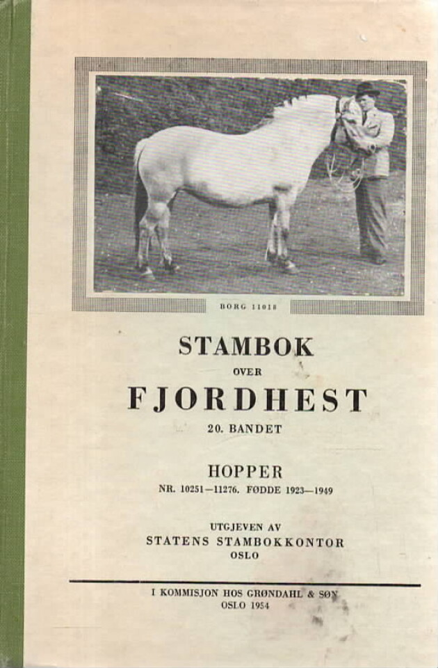 Stambok over fjordhest  20. bandet Hopper 1954