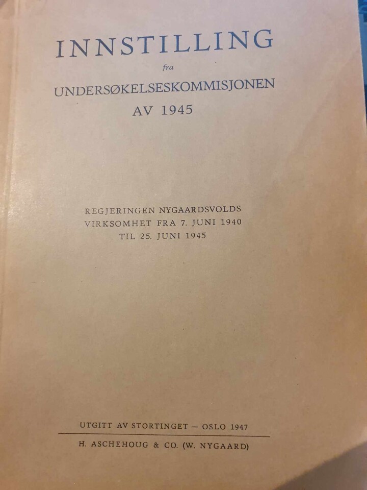 Innstilling fra Undersøkelseskommisjonen av 1945