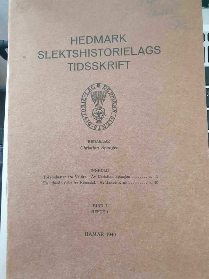 Hedmark slektshistorielags tidsskrift Bind 1 hefte 1-5, 8