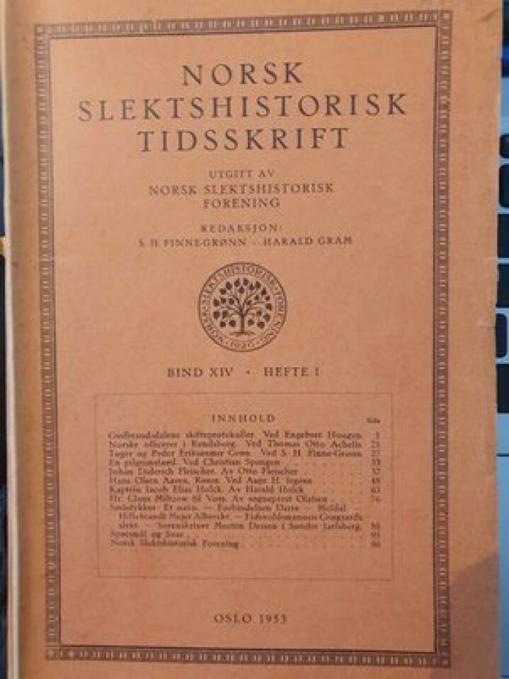 Norsk slektshistorisk tidsskrift bind XIV hefte 1-3
