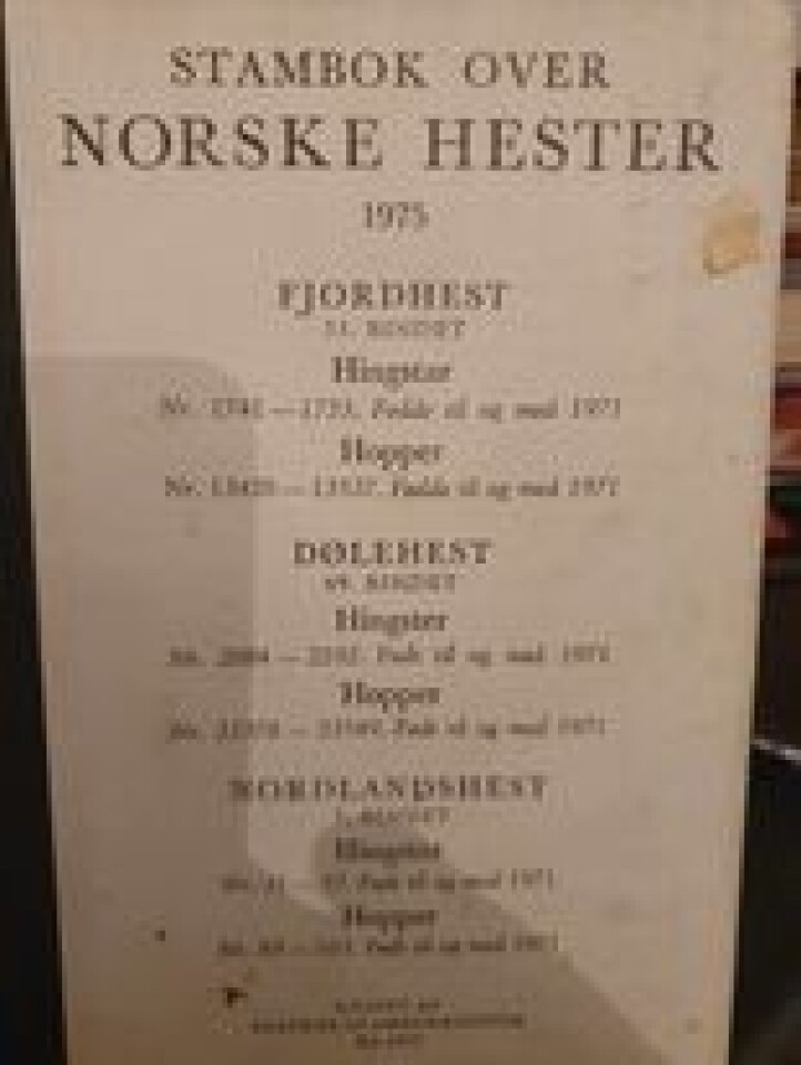 Stambok over Norske hester 1975