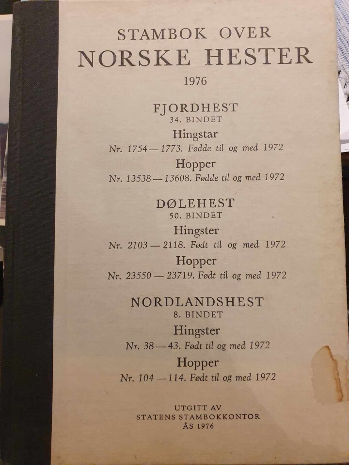 Stambok over Norske hester 1976