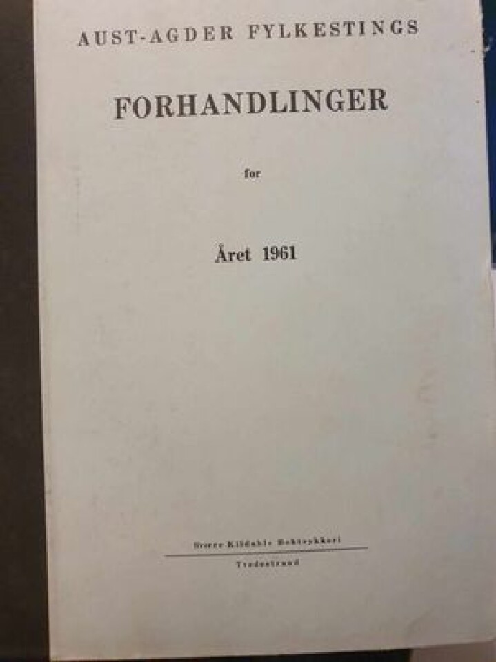 Aust-Agder fylkestings forhandlinger for 1961