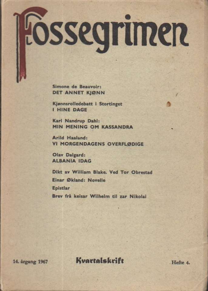 Fossegrimen 14. årgang 1967. Hefte. 4