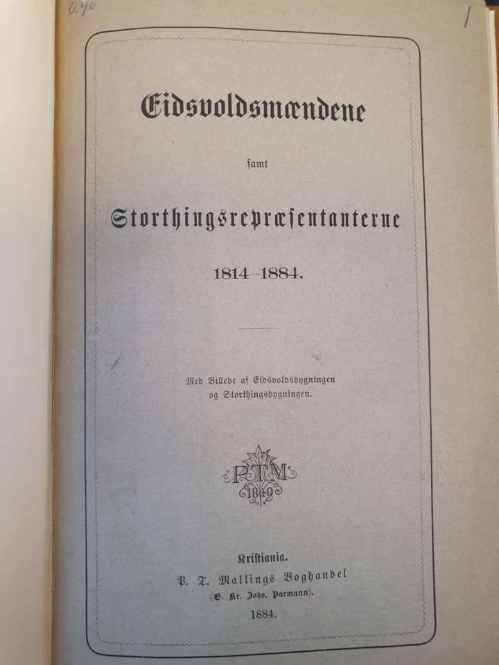 Eidsvoldsmændene og stortingsrepresentanterne 1814-1884 - bakside