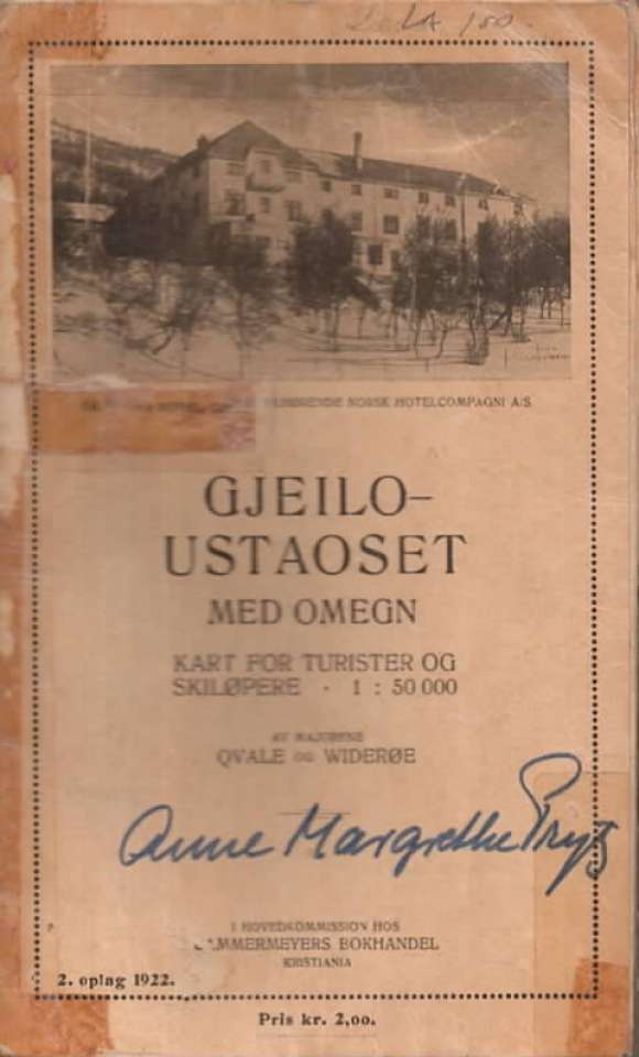 Gjeilo Ustaoset  med omegn – Kart for turister og skiløpere 1922