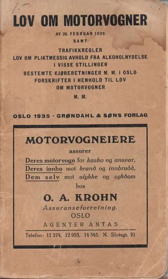 Lov om motorvogner av 20. februar 1926