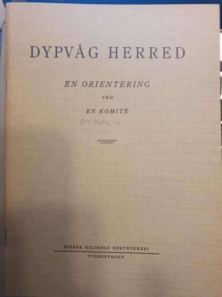 Dypvåg herred. En orientering ved en komité