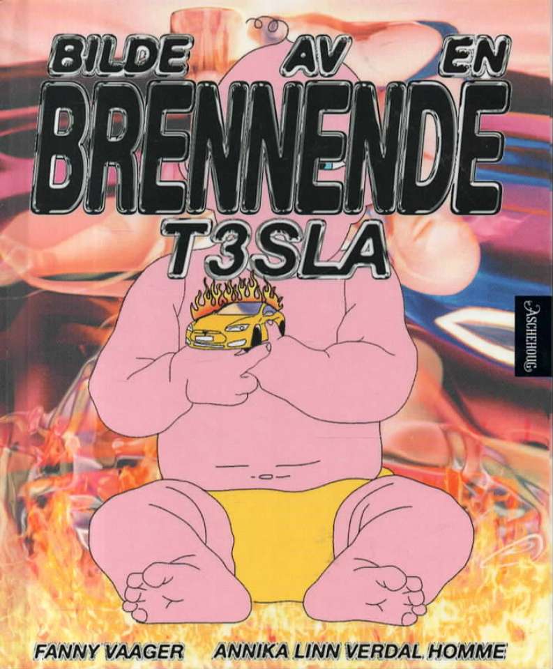 Bilde av en brennende Tesla