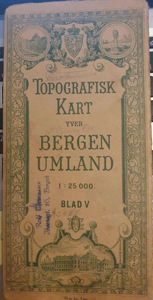 Topografisk kart yver Bergen Umland blad V
