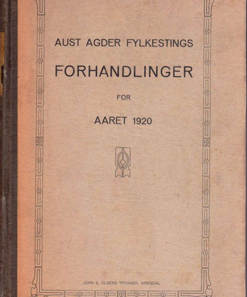 Aust-Agder fylkestingsforhandlinger for aaret 1920