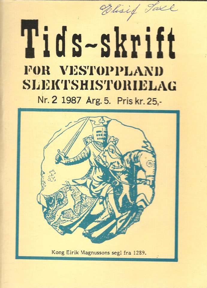 Tidsskrift for Vestoppland Slektshistorielag Nr.2. 1987