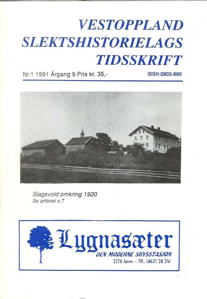 Vestoppland Slektshistorielags Tidsskrift Nr.1 1991